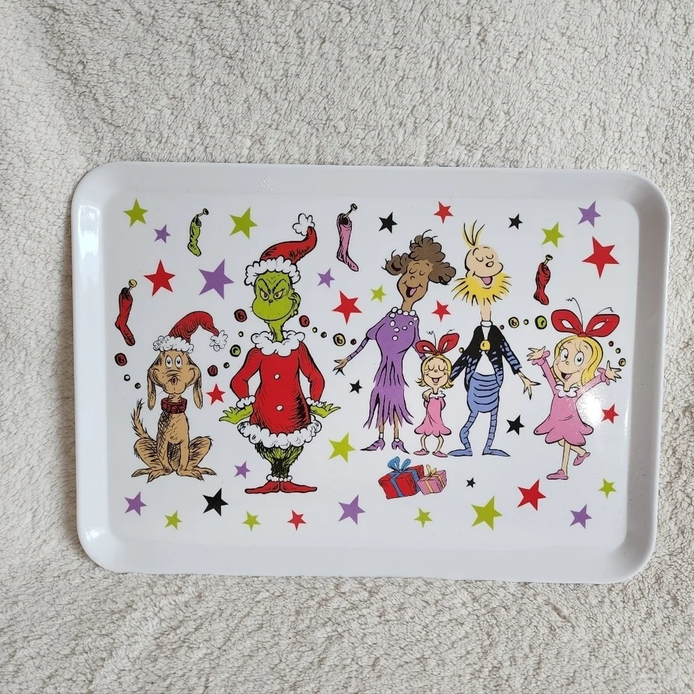 New Christmas Dr Seuss The Grinch & Whoville Serving Tray Vintage Cartoon